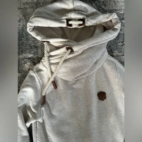Naketano Women's Hooded Hoodie Beige Cotton Blend Pullover