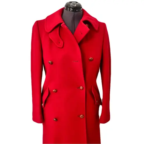 Calvin Klein Vintage  Red Double-Breasted Trench Coat, Size 8 - Image 2