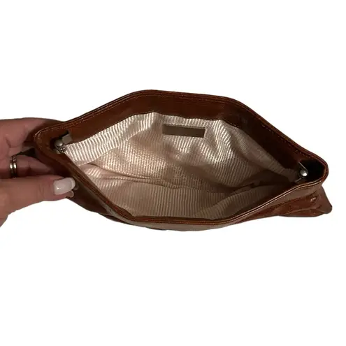 Lauren Merkin DISTRESSED LEATHER BROWN CLUTCH BAG