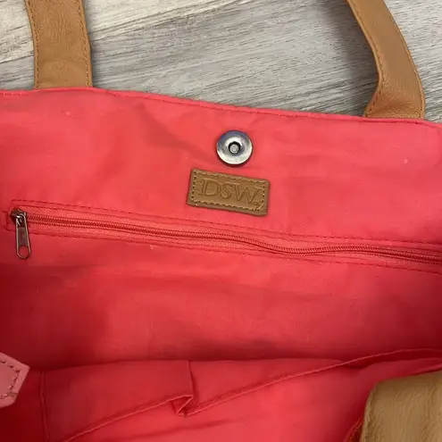 DSW Orange, Pink & Cream Snap Top Canvas Tote See Photos For Stains