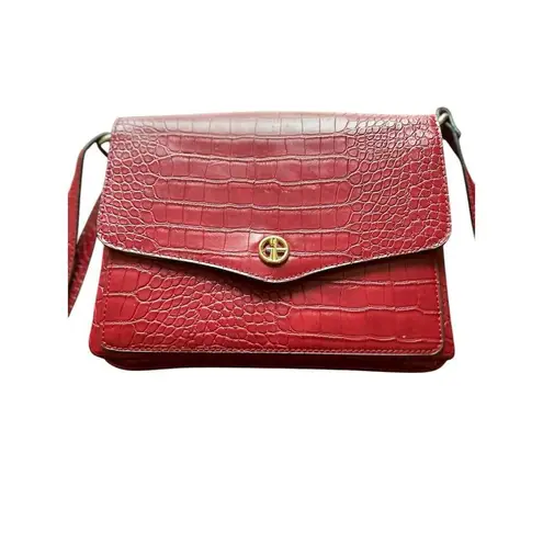 Giani Bernini Women's Red Croc Embossed Crossbody Bag Medium Casual