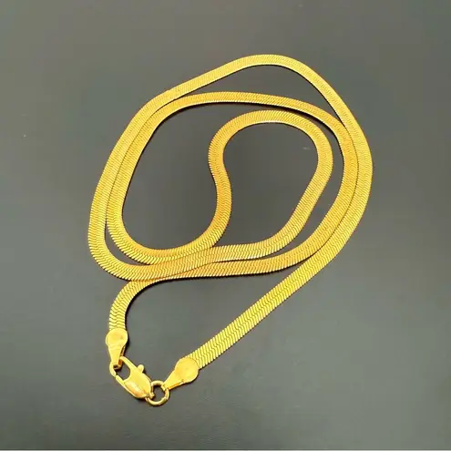 Unsigned Yellow Goldplated Flat Snake Chain 24” Necklace 11g. Gold