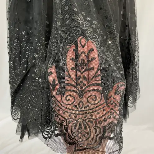 Lucy Paris New Glitter Polka Dot Tulle Satin Ruched Waist Dress Black