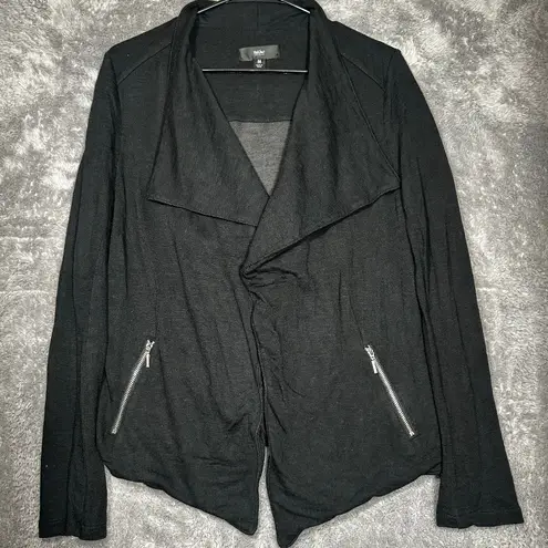 Mossimo Women’s Black Jacket Cardigan Size M Draped Front Long Sleeve Pockets Size M