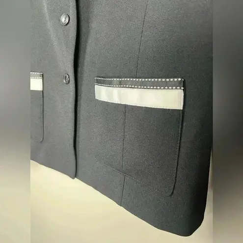 Harvé Benard New With Tags Harve Benard Jacket Blazer Black White Ribbon Trim Women’s Size 12