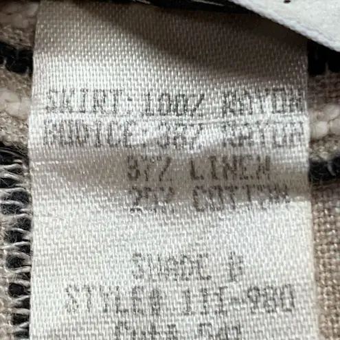 Vintage Rafia Studio Dress Cream Tan Vertical Striped Deep V Neck Draped Maxi Tan Size M