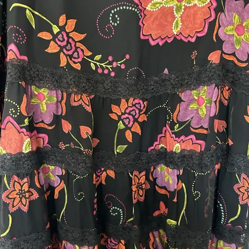 Vintage Spenser Jeremy skirt women's size 12 floral 90s 1990 whimsigoth fairy Black
