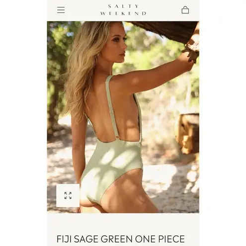 Salty Weekend Fiji Sage Green One Piece Swimsuit Size Large