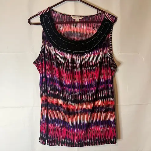 Laura Ashley Black and Pink Embellished Tank Top