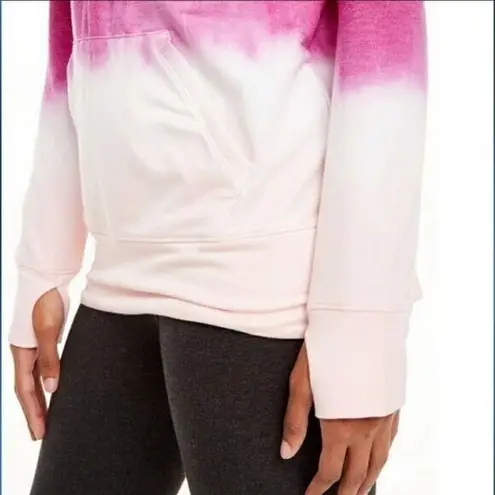 Ideology Womens Hoodie Sweatshirt Pullover Ombre Laced Bodice Long Sleeve Pink