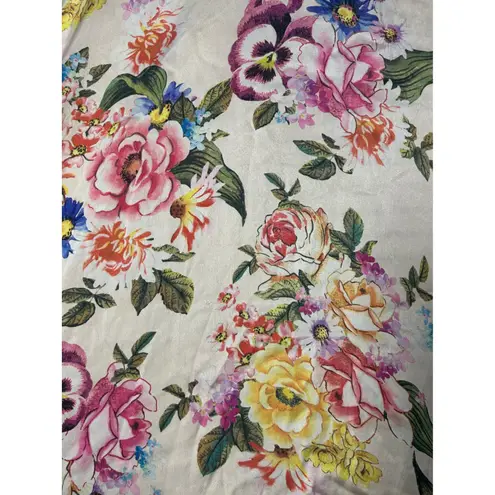 Metaphor  Women's One-Sided Floral Stripe Beige Shirt Sz Large Casual Summer