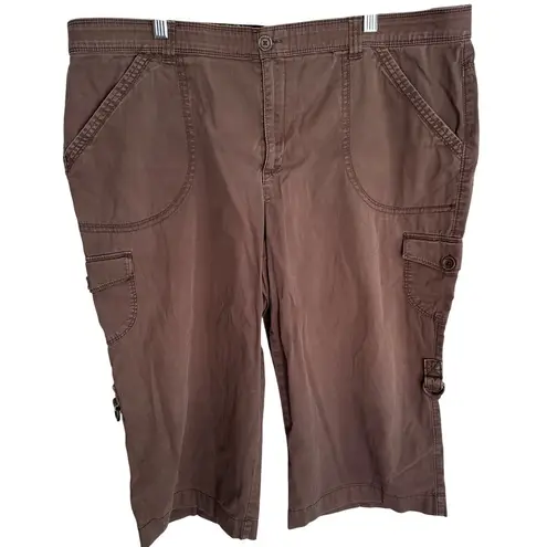 Gloria Vanderbilt Size 16 Brown Cargo Bermuda Shorts Cotton Spandex Blend