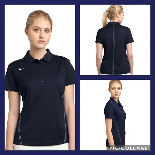 Nike  452885 Ladies Dri-FIT Sport Swoosh Pique Polo Top Midnight Navy Large