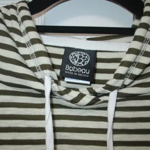 Bobeau Brown/Tan Striped Hoodie - Sz Med