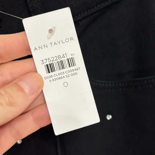 Ann Taylor NWT  The Embellished Flare Jean Black Denim with Sequins - Size 0