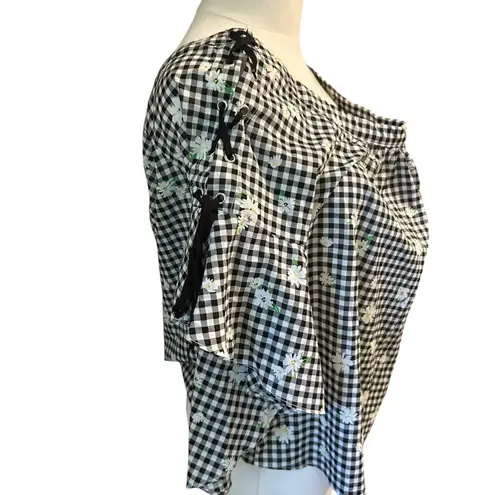 MM by My Michelle NWT Women Crop Top SZ Large 3/4 Bell Tie up Sleeve Shirt Boho Black
