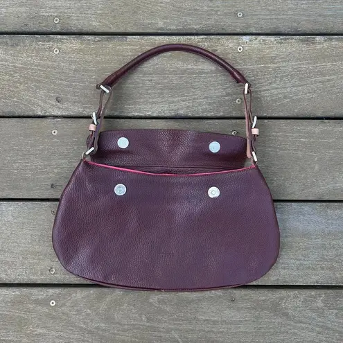 Y2K Burgundy Maroon Leather Claudia Firenze Shoulder Bag Purse Made in Italy Red