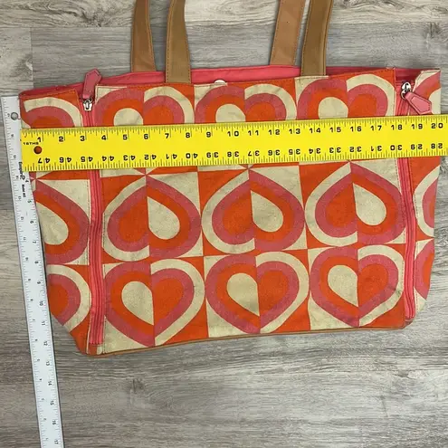 DSW Orange, Pink & Cream Snap Top Canvas Tote See Photos For Stains