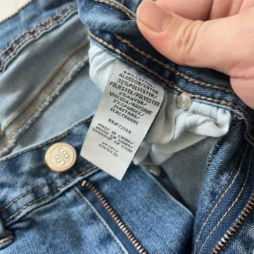 Boom Boom Jeans Mid Rise Skinny Ankle Women’s 11 Blue Embroidered Hem Distressed