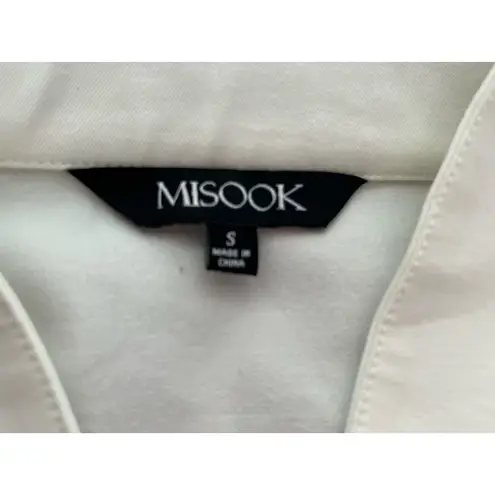 Misook Jacket Small White Open Front 3/4 Sleeve Preppy Minimalist Flaw NWT