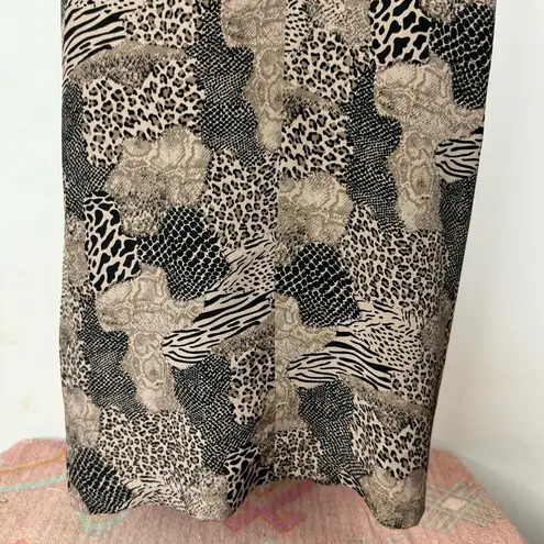 Spenser Jeremy 100% Silk Animal Print Wrap Midi Maxi Dress Sz 12 Brown