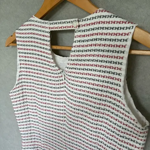 Brooks Brothers Sheath Dress Size 6 White Multicolor Striped Embroidered Classic