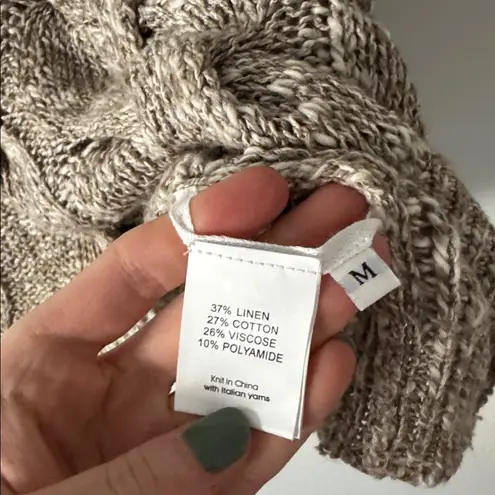 Enza Costa M Women’s Cable Knit Linen Blend Sweater Vest Tan Size M