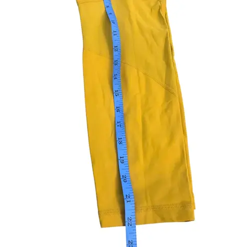 Zyia Active Mustard Yellow Mesh Panel Crop Leggings Size 6-8 Athleisure Yoga