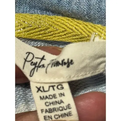 Peyton Primrose Blue White Striped Pocket Tunic Top Shirt XL TG Rayon Spandex