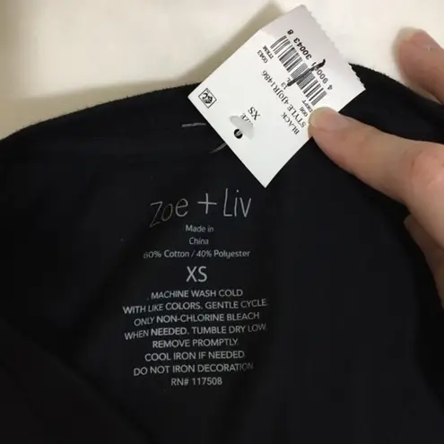 Zoe & Liv NWT Black Skeleton Rock Hand Tee T Shirt Top New