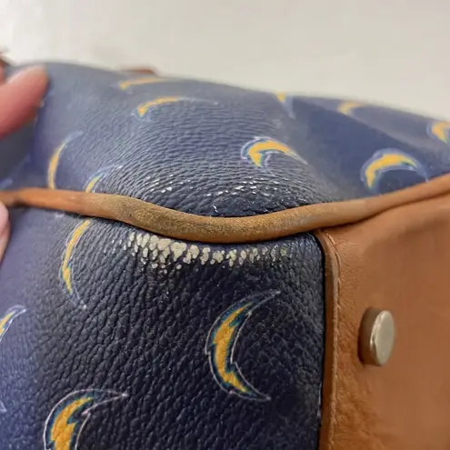 Moda Anastasia NFL Chargers Logo Blue With Brown Leather Annabella Satchel
