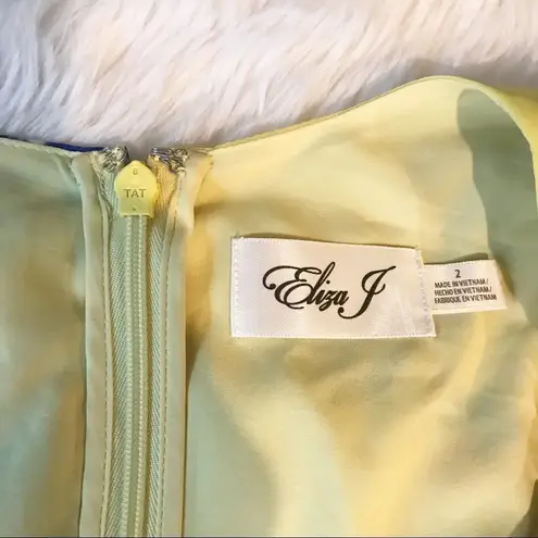 Eliza J Yellow Floral Print Chiffon Maxi Dress Sleeveless High Lo Hem Size 2 New