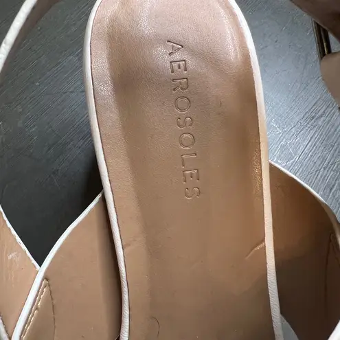 Aerosoles Cream Slingback Sandals with Block Heel