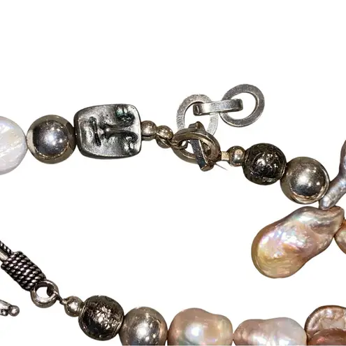 Keshi pearl & sacred OM mandala w/ unique charms along the string of pearls