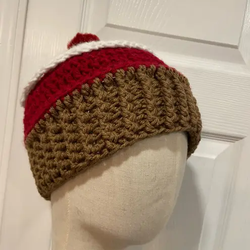 Handmade Crochet Red Velvet Cupcake Beanie Winter Hat Stretch Cozy Comfy Warm