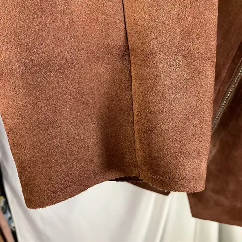 Tahari Faux Suede Jacket Women's Drape Front Moto Zipper Lightweight Coat