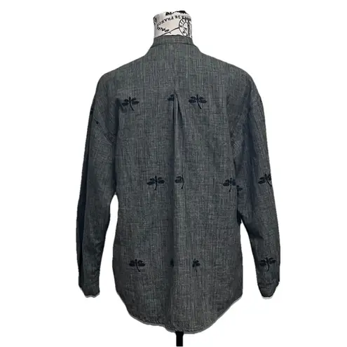 Coldwater Creek Vintage Y2K Butterfly PS Embroidered Button-Up Blouse Shacket