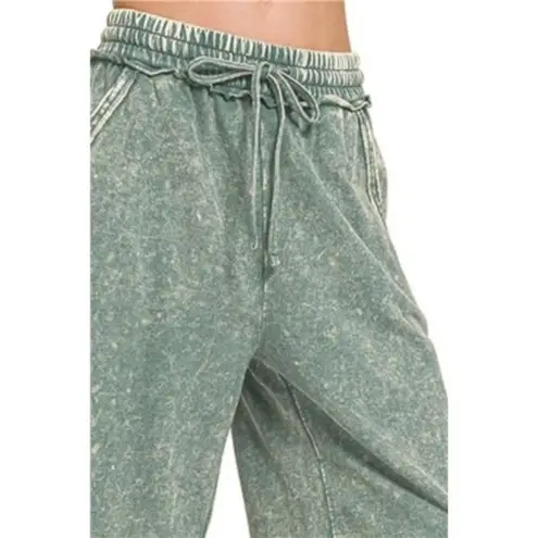 Zenana Outfitters Washed French Terry Palazzo With Pockets