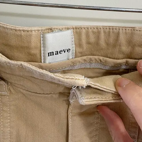 Maeve by Anthropologie Delaney Tan Khaki Barrel Leg Cropped Pants size 25
