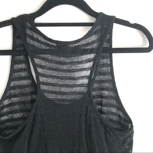 Eyeshadow Black Striped Sheer Burnout Tank Top L