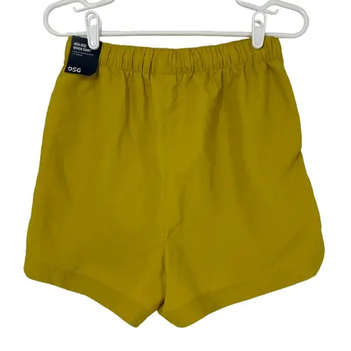 DSG NOTCHED WOVEN SHORTS GROUNDED YELLOW DRAWSTRING WAIST WOMENS SIZE SMALL