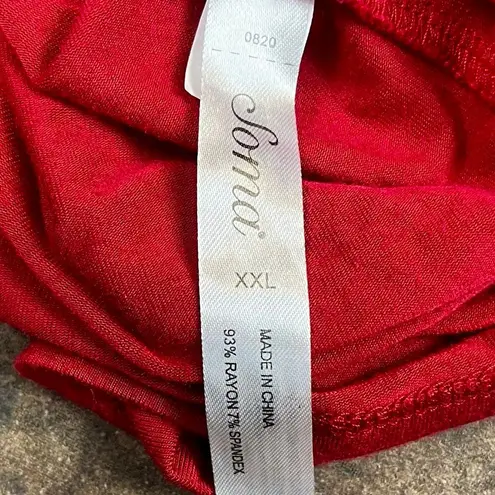 Soma Red Long Sleeve Scoop Neck Sleep Shirt XXL