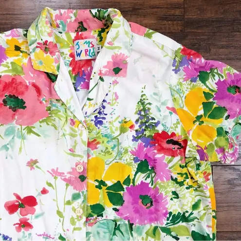 Jams World • vintage floral midi dress shirt top Hawaiian Cottage Bouquet