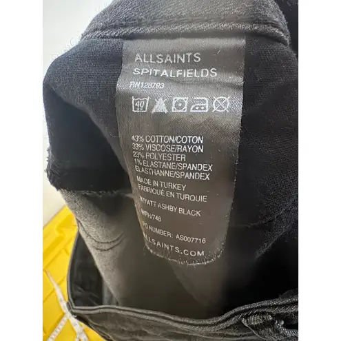 AllSaints Spitalfields Wyatt Ashby Black Skinny Jeans Womens Size 28x34