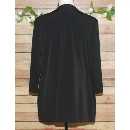 Susan Lawrence Ladies Black Open Front Cardigan With Faux Cami Size L 3/4 Sleeve
