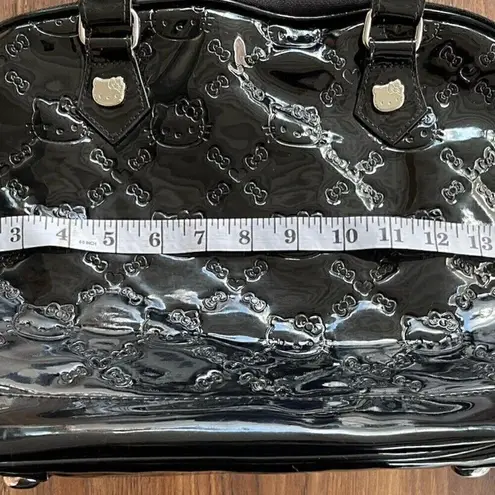 Lounge Fly Hello Kitty Sanrio Black Patent Embossed Dome Tote Handbag Pink Inter