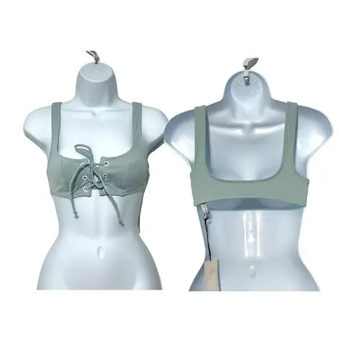 Solid & Striped Isabella Lace Up Bikini Swim Top Sky Blue XS Extra Small