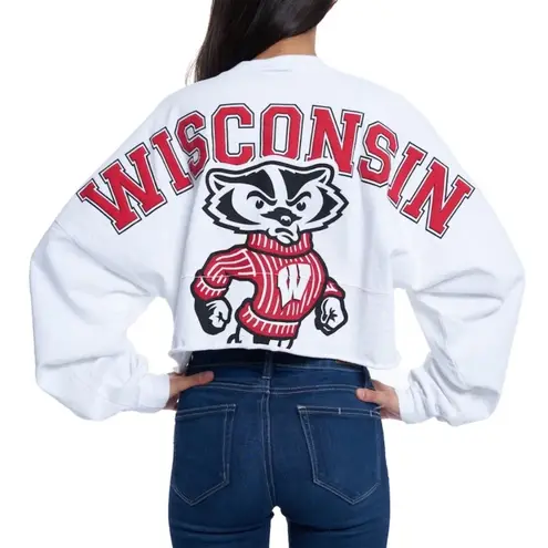 Spirit Jersey Wisconsin Badgers Cropped Long Sleeve