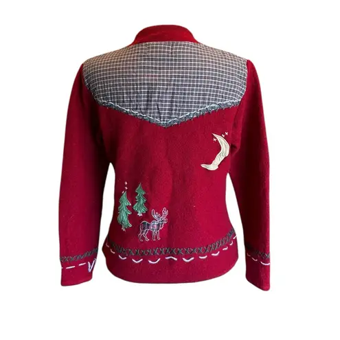 Coldwater Creek Wool Christmas Sweater Vintage Embroidered Patchwork Women Small