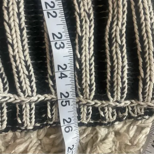 Pure Handknit Artisan Stripe Cotton Cardigan Sweater | Small | Neutral Style Black